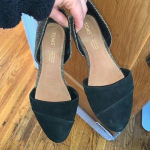 Tom’s flats black and tweed black/gold
